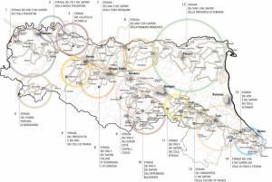 mappa dellle strade dei vini e dei sapori dell'emilia romagna